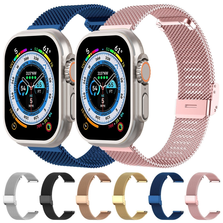 Milan Metal Steel Mesh Integrated Buckle Watch Band For Apple Watch Ultra 49mm / Series 8&7 45mm(Pink) by bashfashion