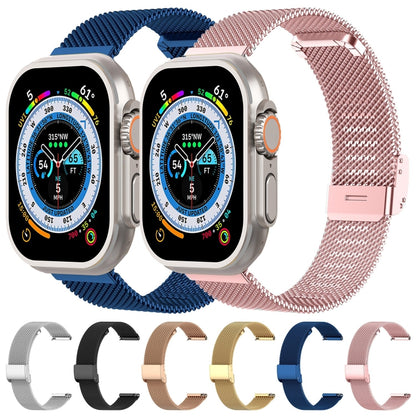 Milan Metal Steel Mesh Integrated Buckle Watch Band For Apple Watch Ultra 49mm / Series 8&7 45mm(Pink) by bashfashion