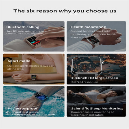 X7 1.83 inch Color Screen Smart Watch,Support Heart Rate Monitoring / Blood Pressure Monitoring(Silver) by bashfashion