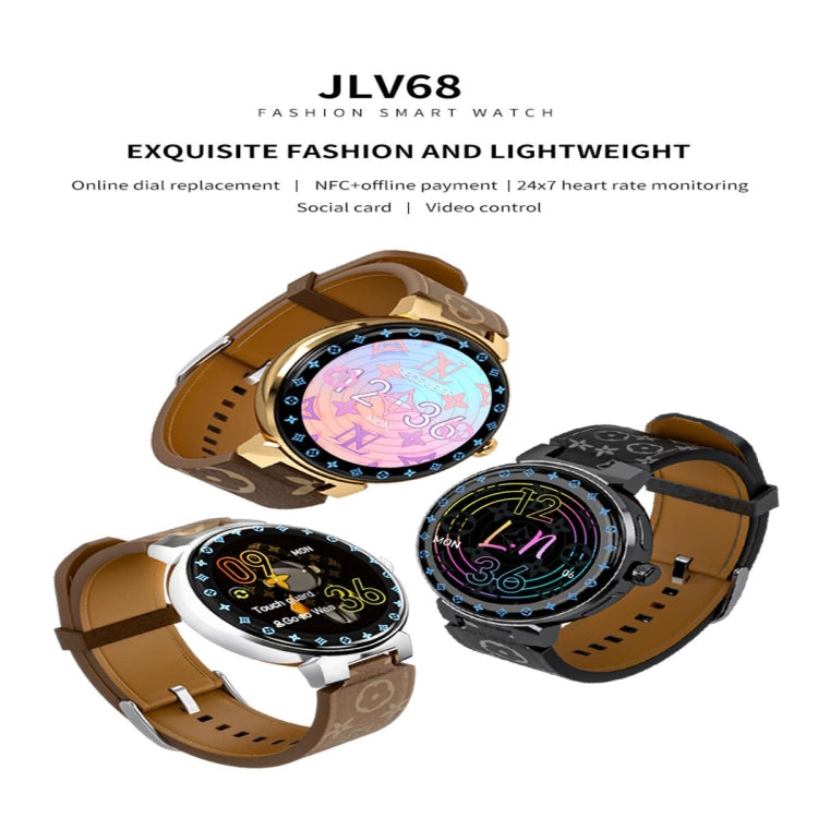 JLV68 1.35 inch Color Screen Smart Watch,Support Heart Rate Monitoring / Blood Pressure Monitoring(Gold) by bashfashion