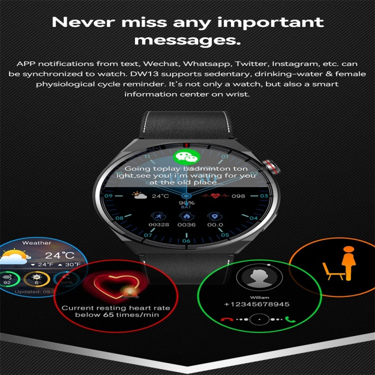 DW13 1.5 inch Color Screen Smart Watch,Support Heart Rate Monitoring / Blood Pressure Monitoring(Silver) by bashfashion