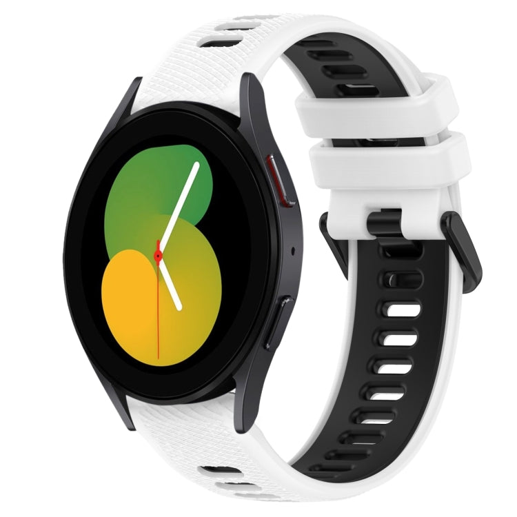 For Samsung Galaxy Watch5 40mm 20mm Sports Two-Color Silicone Watch Band(White+Black) by bashfashion