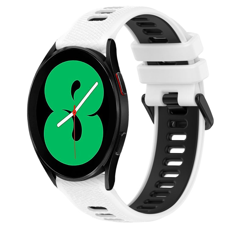 For Samsung Galaxy Watch4 44mm 20mm Sports Two-Color Silicone Watch Band(White+Black) by bashfashion