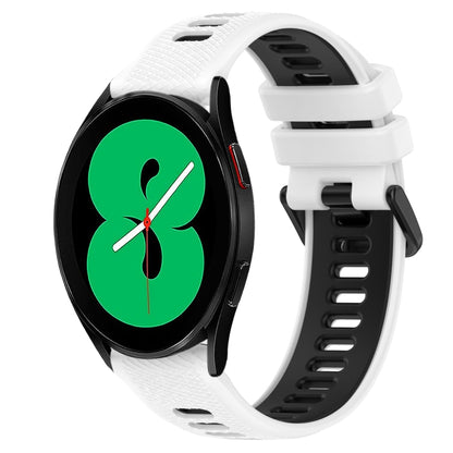 For Samsung Galaxy Watch4 44mm 20mm Sports Two-Color Silicone Watch Band(White+Black) by bashfashion
