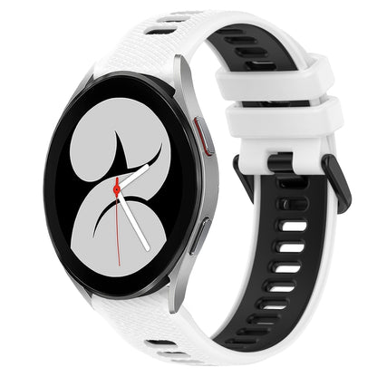 For Samsung Galaxy Watch4 40mm 20mm Sports Two-Color Silicone Watch Band(White+Black) by bashfashion