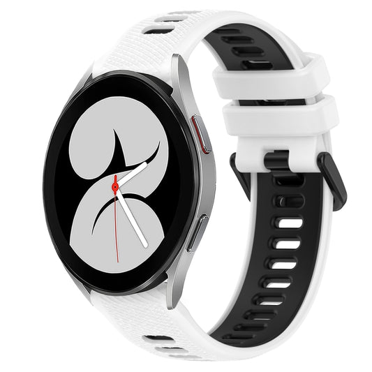 For Samsung Galaxy Watch4 40mm 20mm Sports Two-Color Silicone Watch Band(White+Black) by bashfashion