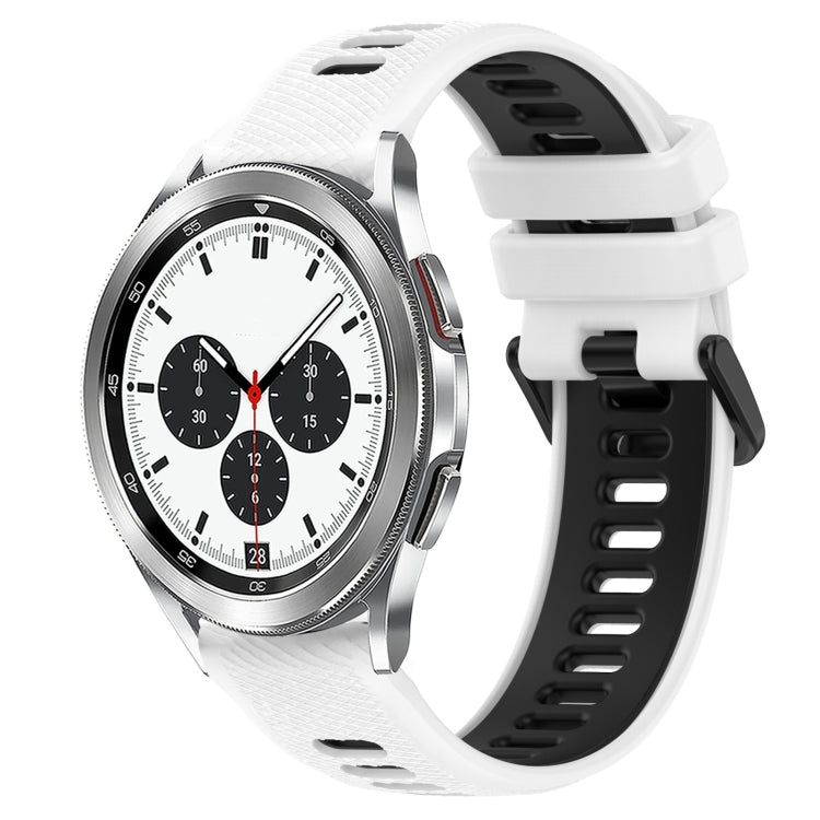 For Samsung Galaxy Watch4 Classic 42mm 20mm Sports Two-Color Silicone Watch Band(White+Black) by bashfashion