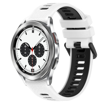 For Samsung Galaxy Watch4 Classic 42mm 20mm Sports Two-Color Silicone Watch Band(White+Black) by bashfashion