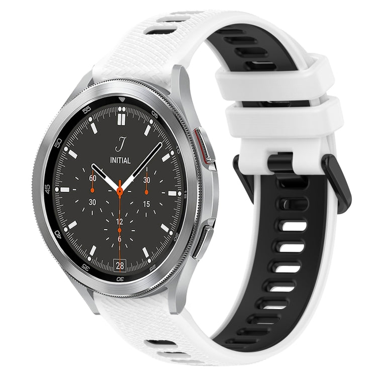 For Samsung Galaxy Watch4 Classic 46mm 20mm Sports Two-Color Silicone Watch Band(White+Black) by bashfashion