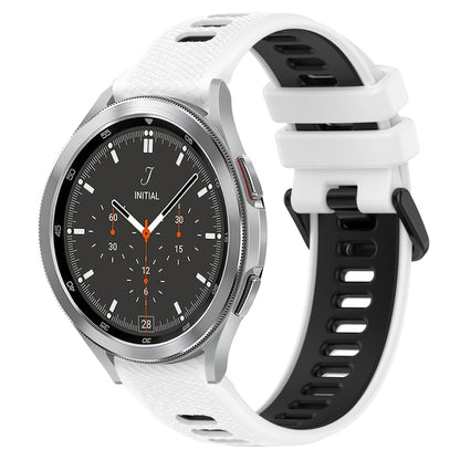 For Samsung Galaxy Watch4 Classic 46mm 20mm Sports Two-Color Silicone Watch Band(White+Black) by bashfashion