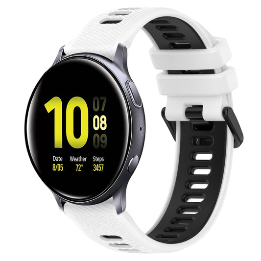 For Samsung Galaxy Watch Active2 44mm 20mm Sports Two-Color Silicone Watch Band(White+Black) by bashfashion