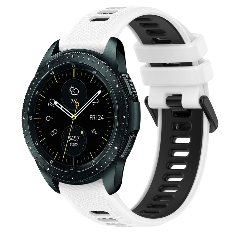 For Samsung Galaxy Watch 42mm 20mm Sports Two-Color Silicone Watch Band(White+Black) by bashfashion