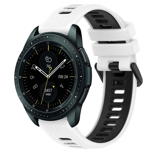 For Samsung Galaxy Watch 42mm 20mm Sports Two-Color Silicone Watch Band(White+Black) by bashfashion