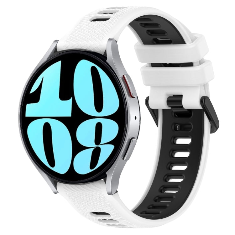 For Samsung Galaxy Watch 6 40mm 20mm Sports Two-Color Silicone Watch Band(White+Black) by bashfashion