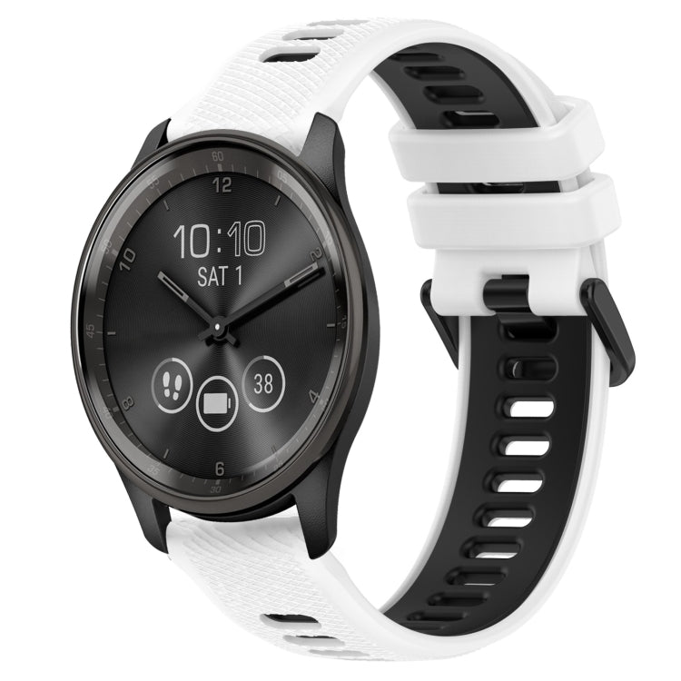For Garmin Vivomove Trend 20mm Sports Two-Color Silicone Watch Band(White+Black) by bashfashion