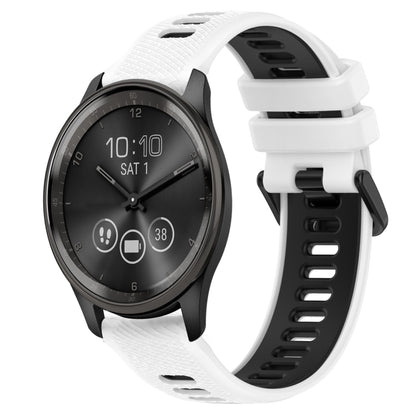 For Garmin Vivomove Trend 20mm Sports Two-Color Silicone Watch Band(White+Black) by bashfashion