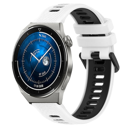 For Huawei Watch GT3 Pro 43mm 20mm Sports Two-Color Silicone Watch Band(White+Black) by bashfashion