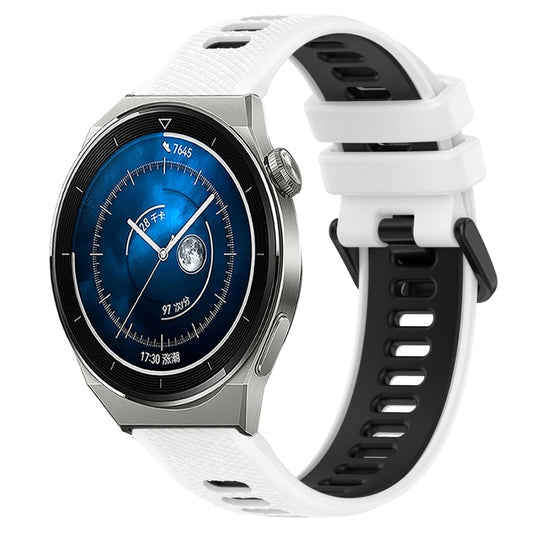 For Huawei Watch GT3 Pro 43mm 20mm Sports Two-Color Silicone Watch Band(White+Black) by bashfashion