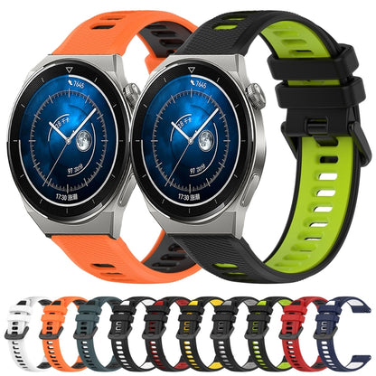 For Huawei Watch GT3 Pro 43mm 20mm Sports Two-Color Silicone Watch Band(White+Black) by bashfashion