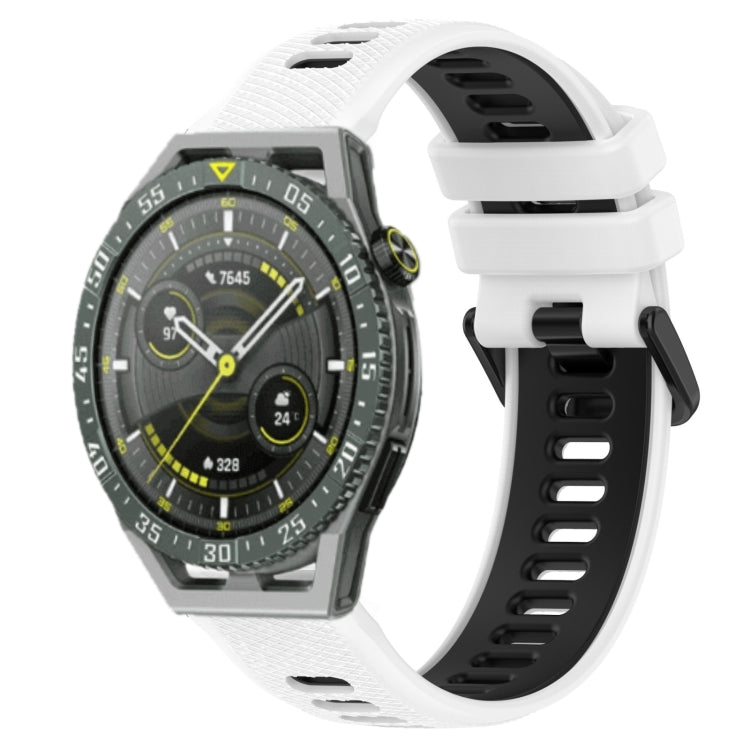 For Huawei Watch GT3 SE 22mm Sports Two-Color Silicone Watch Band(White+Black) by bashfashion