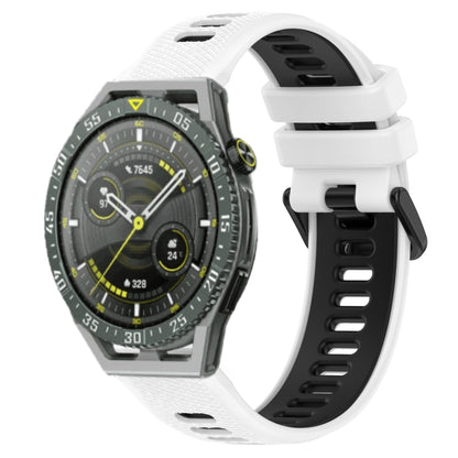 For Huawei Watch GT3 SE 22mm Sports Two-Color Silicone Watch Band(White+Black) by bashfashion