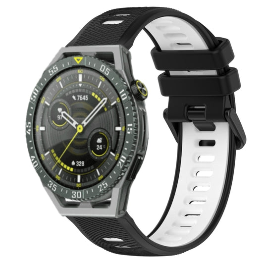 For Huawei Watch GT3 SE 22mm Sports Two-Color Silicone Watch Band(Black+White) by bashfashion