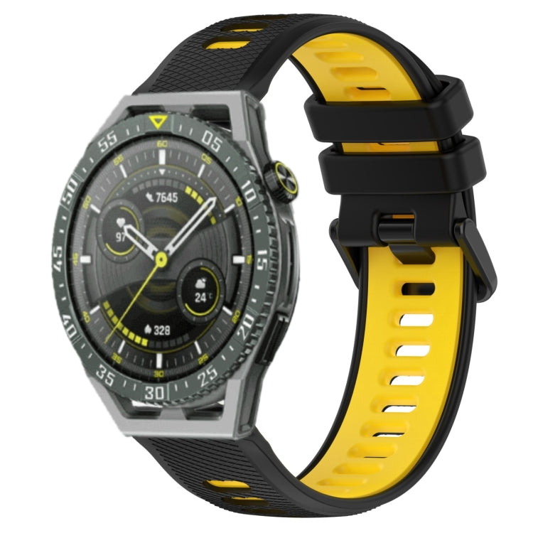 For Huawei Watch GT3 SE 22mm Sports Two-Color Silicone Watch Band(Black+Yellow) by bashfashion