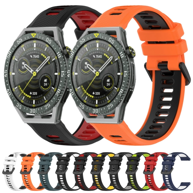 For Huawei Watch 3 22mm Sports Two-Color Silicone Watch Band(Black+Red) by bashfashion