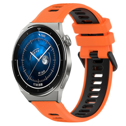 For Huawei Watch GT3 Pro 46mm 22mm Sports Two-Color Silicone Watch Band(Orange+Black) by bashfashion
