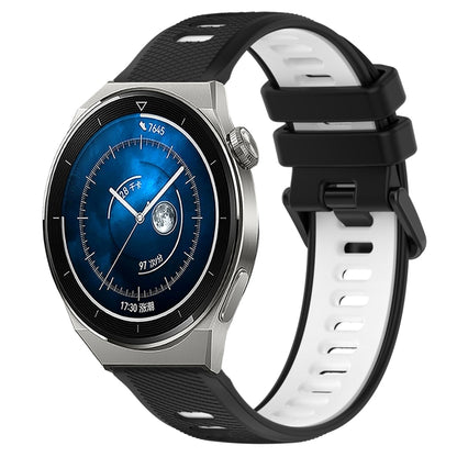 For Huawei Watch GT3 Pro 46mm 22mm Sports Two-Color Silicone Watch Band(Black+White) by bashfashion