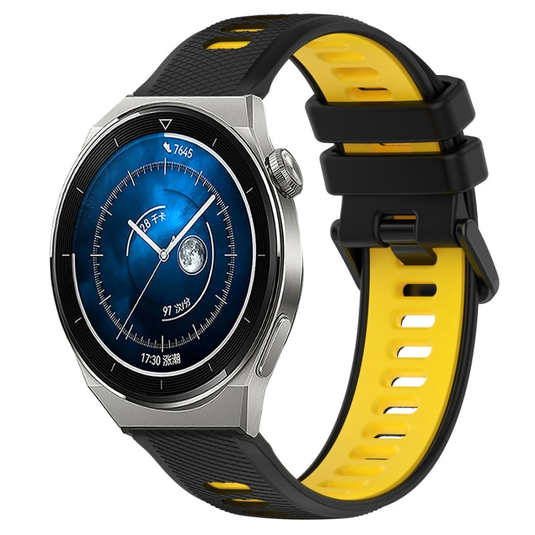 For Huawei Watch GT3 Pro 46mm 22mm Sports Two-Color Silicone Watch Band(Black+Yellow) by bashfashion