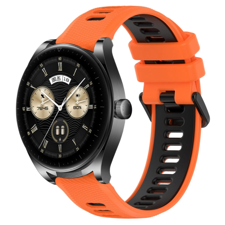 For Huawei Watch Buds 22mm Sports Two-Color Silicone Watch Band(Orange+Black) by bashfashion