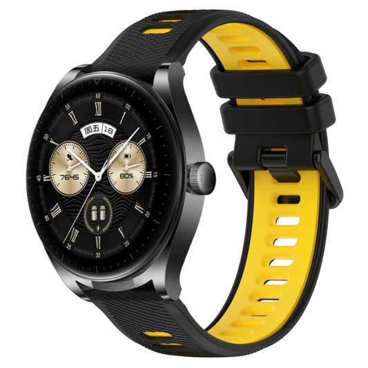 For Huawei Watch Buds 22mm Sports Two-Color Silicone Watch Band(Black+Yellow) by bashfashion