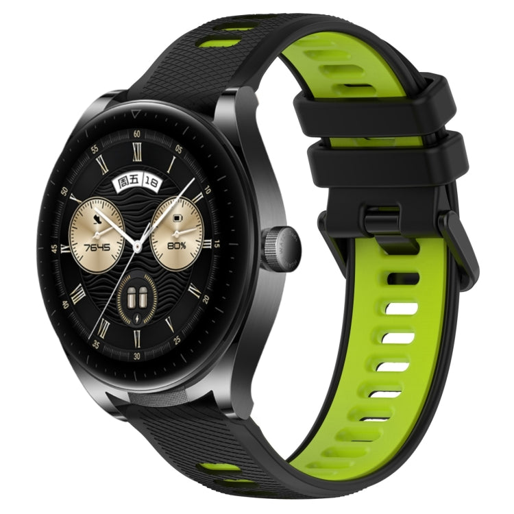 For Huawei Watch Buds 22mm Sports Two-Color Silicone Watch Band(Black+Green) by bashfashion