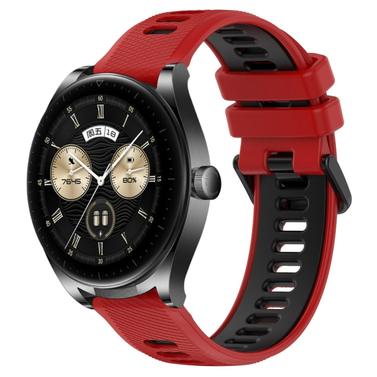 For Huawei Watch Buds 22mm Sports Two-Color Silicone Watch Band(Red+Black) by bashfashion