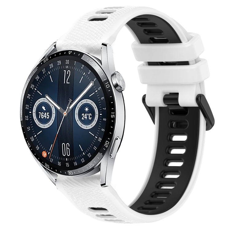 For Huawei Watch GT3 46mm 22mm Sports Two-Color Silicone Watch Band(White+Black) by bashfashion