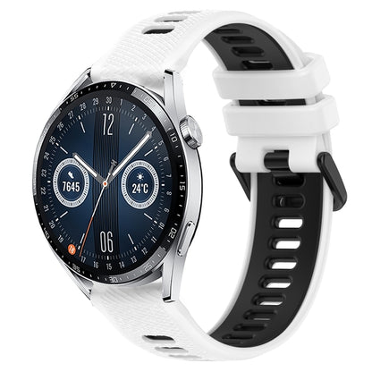 For Huawei Watch GT3 46mm 22mm Sports Two-Color Silicone Watch Band(White+Black) by bashfashion
