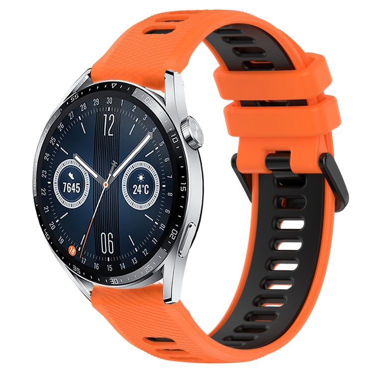 For Huawei Watch GT3 46mm 22mm Sports Two-Color Silicone Watch Band(Orange+Black) by bashfashion