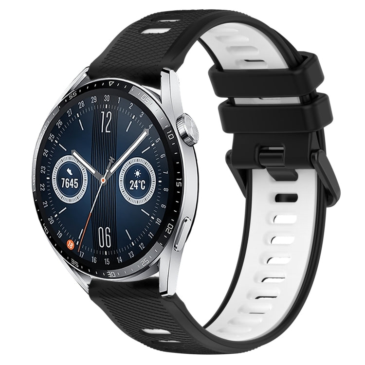 For Huawei Watch GT3 46mm 22mm Sports Two-Color Silicone Watch Band(Black+White) by bashfashion