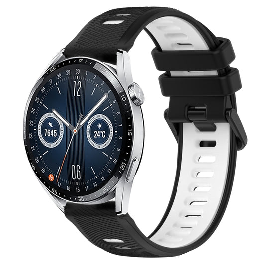 For Huawei Watch GT3 46mm 22mm Sports Two-Color Silicone Watch Band(Black+White) by bashfashion