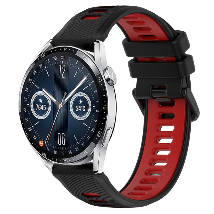 For Huawei Watch GT3 46mm 22mm Sports Two-Color Silicone Watch Band(Black+Red) by bashfashion