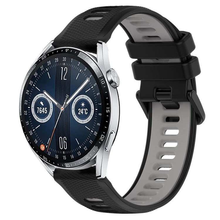 For Huawei Watch GT3 46mm 22mm Sports Two-Color Silicone Watch Band(Black+Grey) by bashfashion