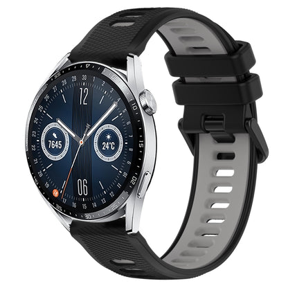 For Huawei Watch GT3 46mm 22mm Sports Two-Color Silicone Watch Band(Black+Grey) by bashfashion