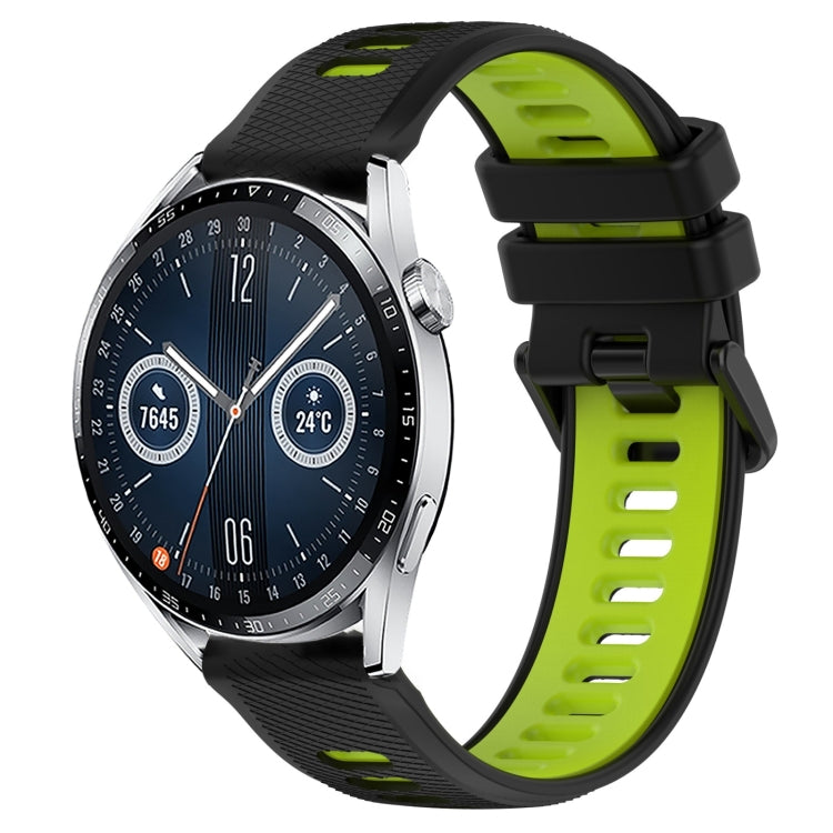 For Huawei Watch GT3 46mm 22mm Sports Two-Color Silicone Watch Band(Black+Green) by bashfashion