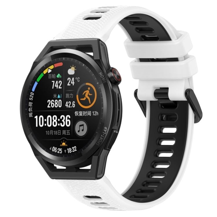 For Huawei Watch GT Runner 22mm Sports Two-Color Silicone Watch Band(White+Black) by bashfashion