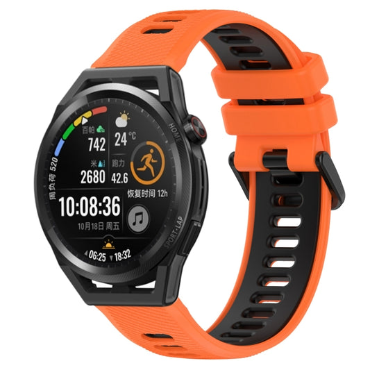 For Huawei Watch GT Runner 22mm Sports Two-Color Silicone Watch Band(Orange+Black) by bashfashion