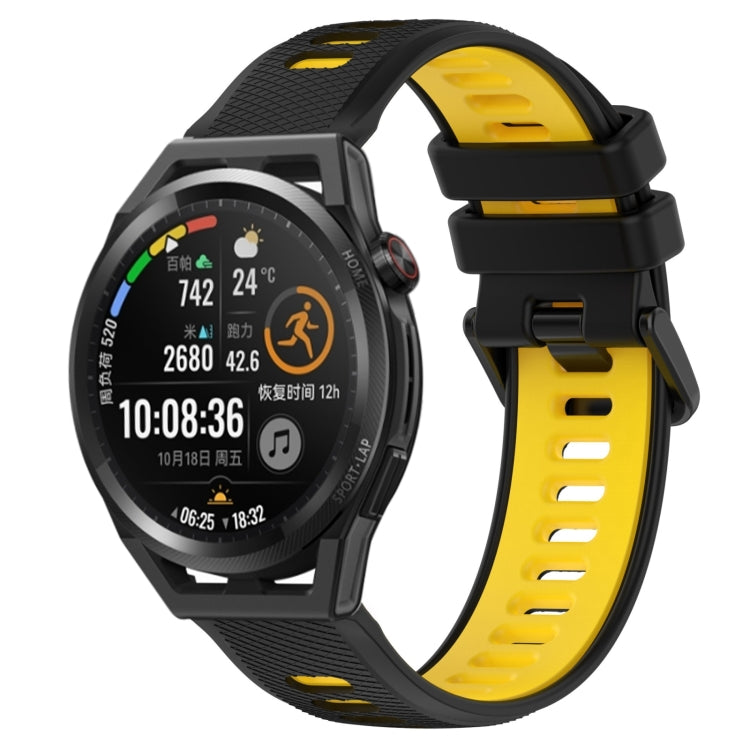 For Huawei Watch GT Runner 22mm Sports Two-Color Silicone Watch Band(Black+Yellow) by bashfashion