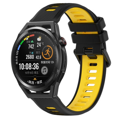 For Huawei Watch GT Runner 22mm Sports Two-Color Silicone Watch Band(Black+Yellow) by bashfashion
