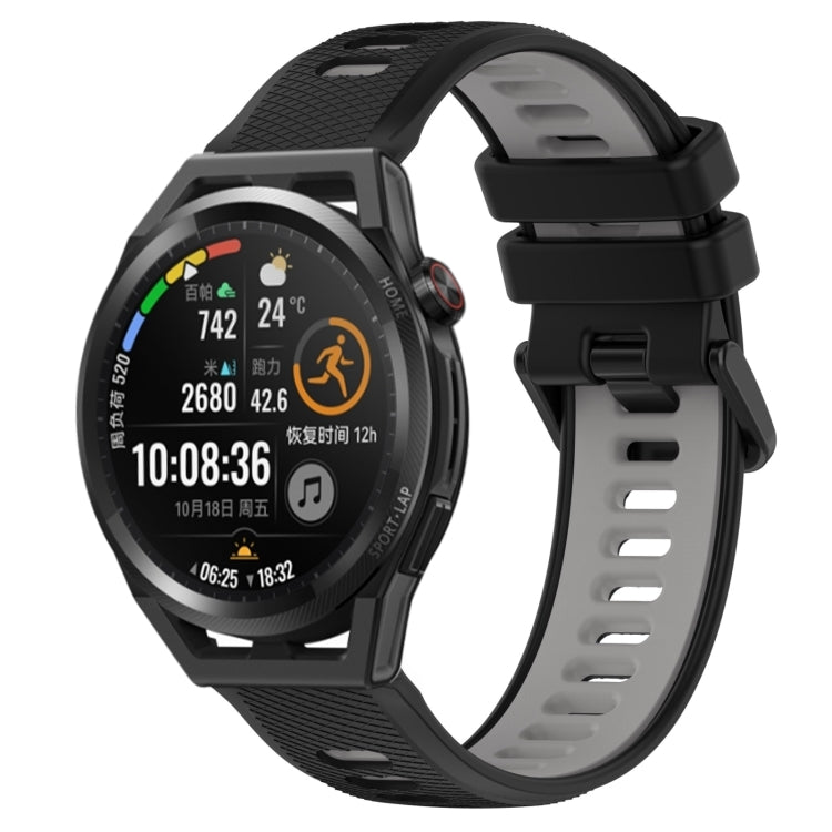 For Huawei Watch GT Runner 22mm Sports Two-Color Silicone Watch Band(Black+Grey) by bashfashion