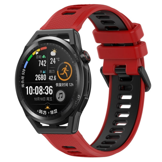 For Huawei Watch GT Runner 22mm Sports Two-Color Silicone Watch Band(Red+Black) by bashfashion
